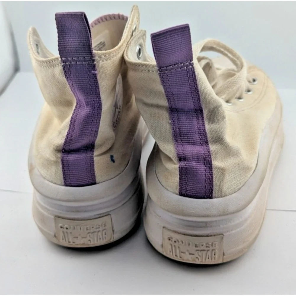 Converse Chuck Taylor All Star White Purple High Top Sneakers US 3 EU 35 UK 2.5